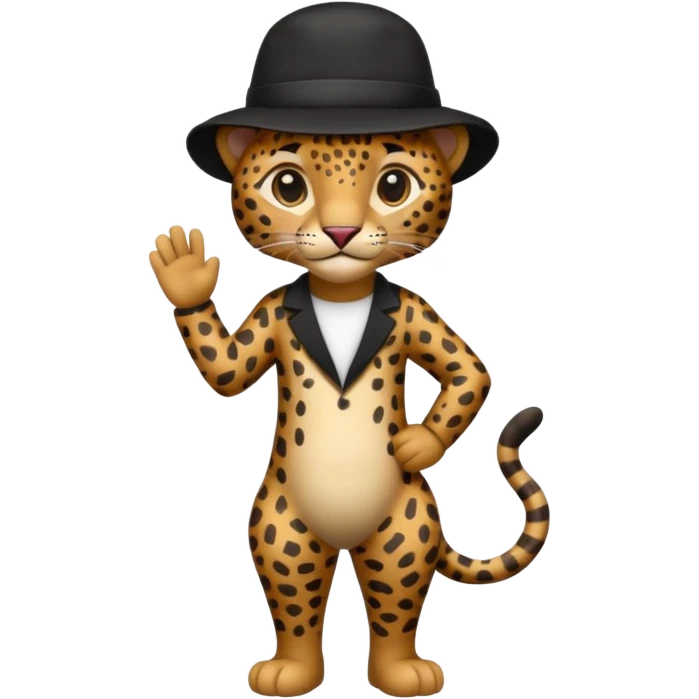 full body leopard in a black hat emoji