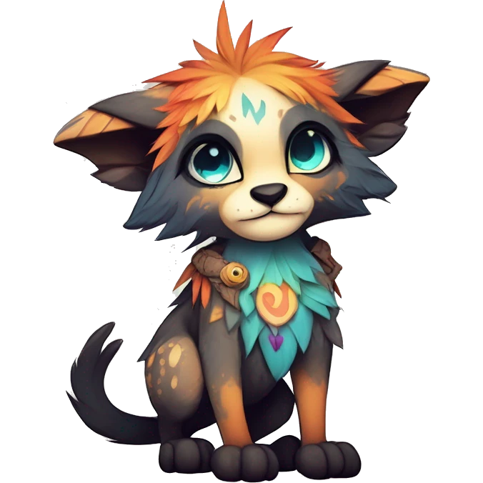 cute Kawaii edgy fantasy animal fursona Fionbri creature by griffsnuff & LiLaiRa & Falvie with exotic colors full body emoji