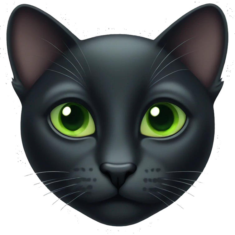 Black cat sitting with green eyes emoji