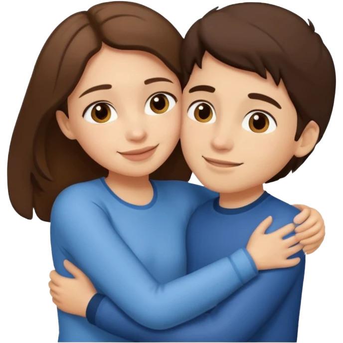 Light tone and brunette girl and boy hugging emoji