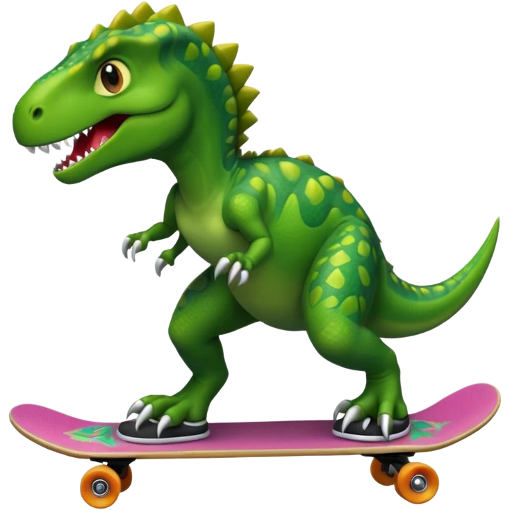 Dinosaur on a skateboard emoji
