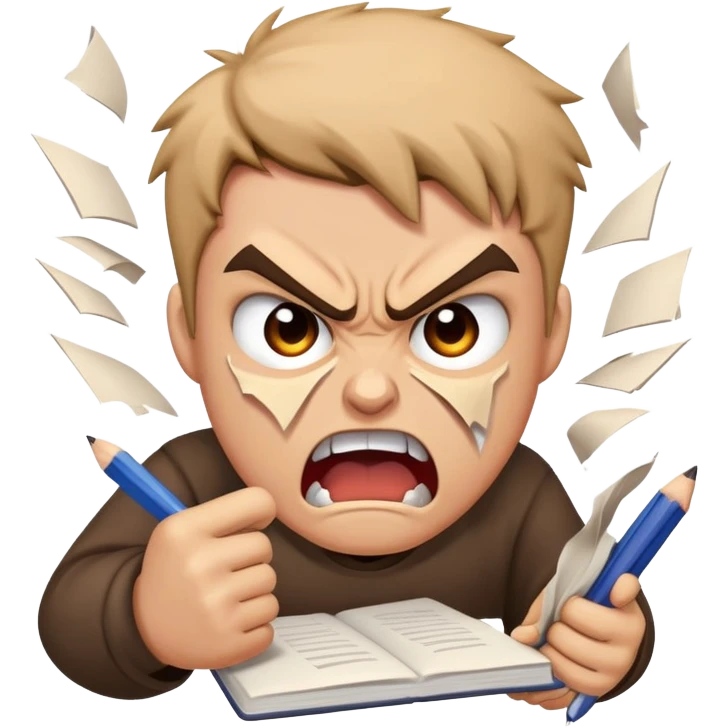 person ripping up homework angry emoji