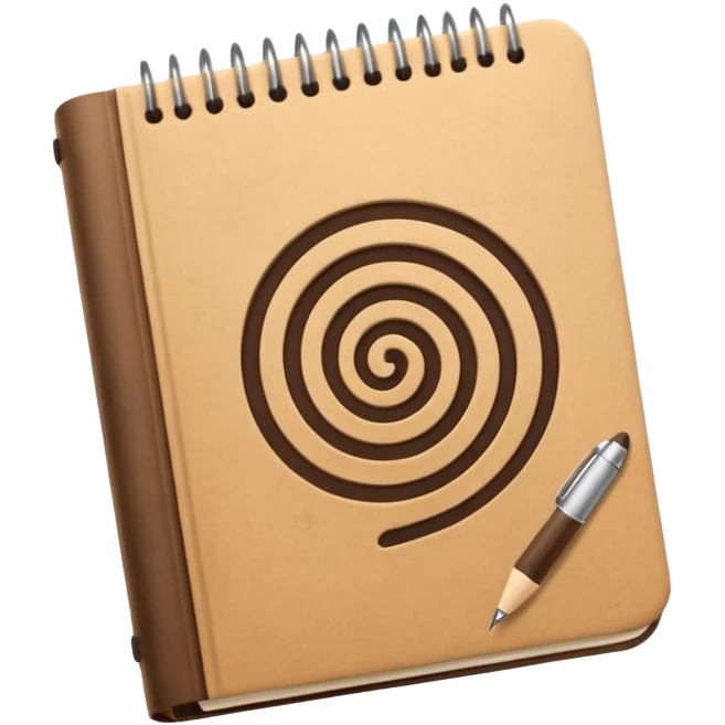 empaque de papel con una libreta anillada sobresaliendo emoji