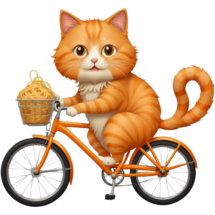 Cat on a bike eating spaghetti emoji