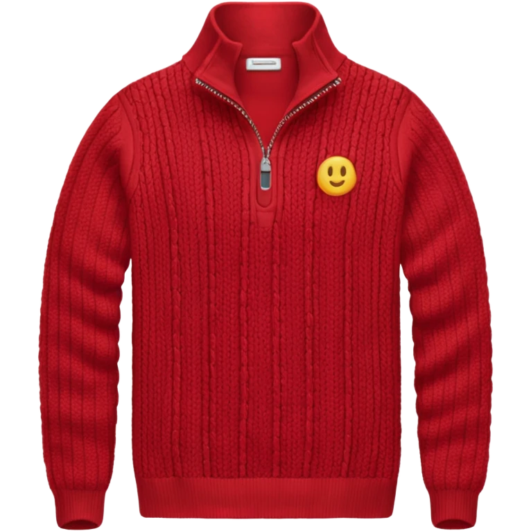 red knitted quarter zip with the knitting visible emoji