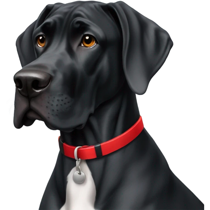Black Great Dane with red collar  emoji
