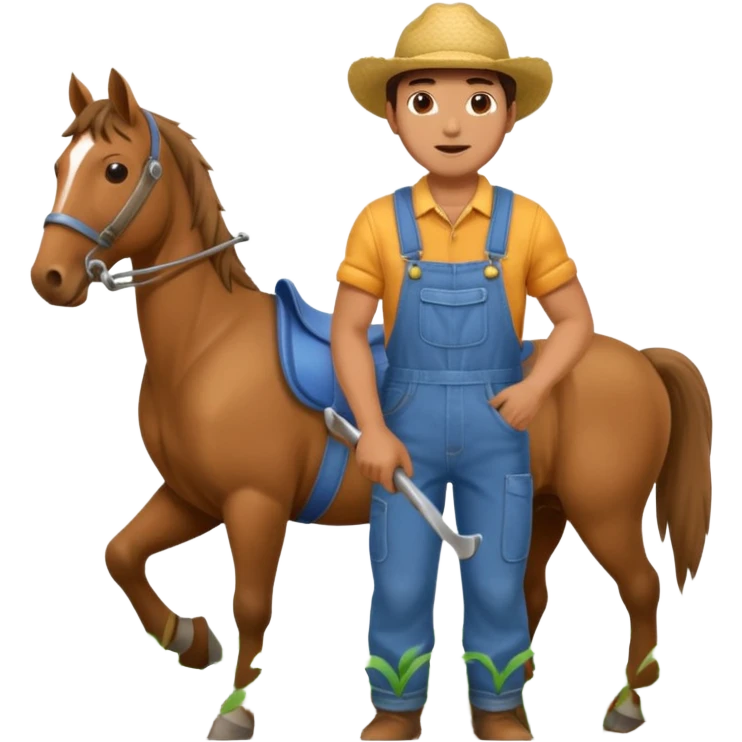 man plowing a field with a horse emoji