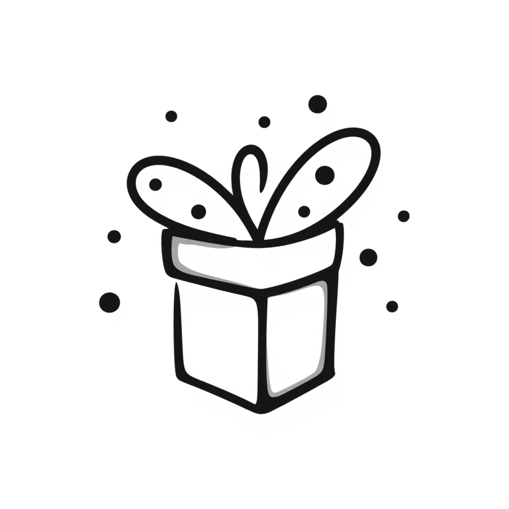 gift box with points inside, hand drawn doodle style emoji