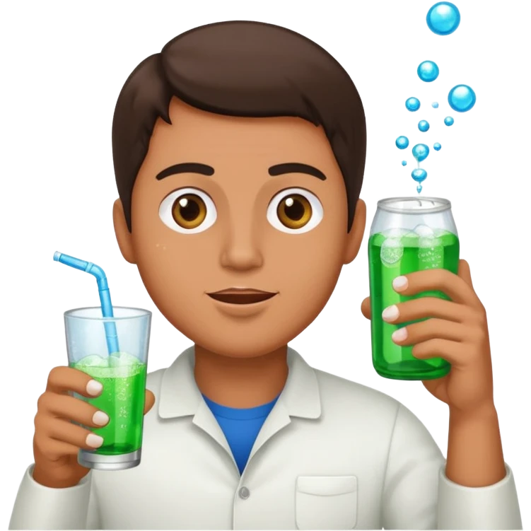 Man popping the pills and drinking sprite emoji