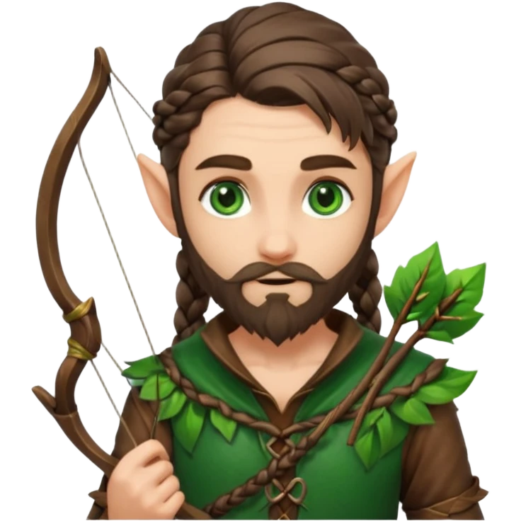 Forest elf with braided beard and bow emoji