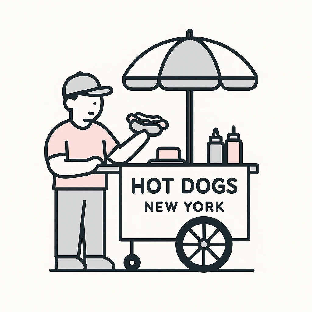 hotdog seller in New York with cart emoji