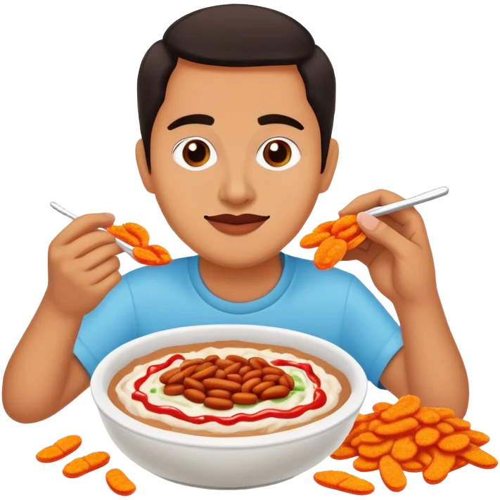 Ash Trevino with bean dip and hot cheetos  emoji