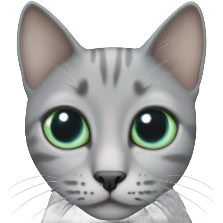 grey and shorthair cat, one blue eye and one green eye emoji