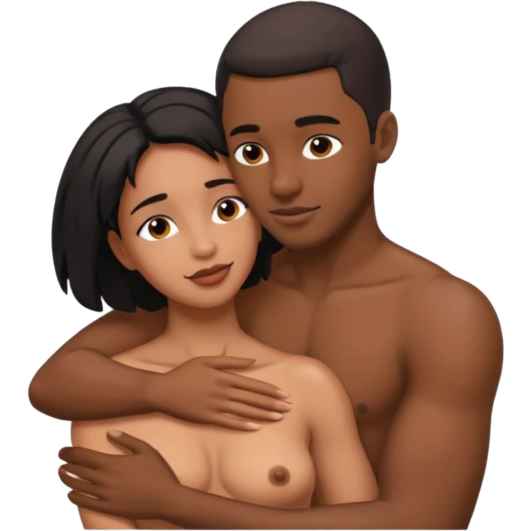 Black man fucking a woman naked with dick emoji