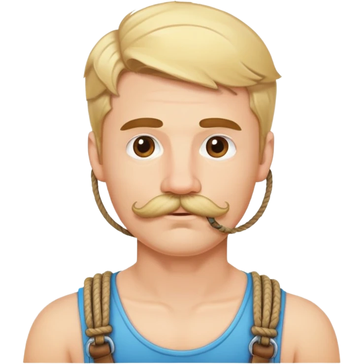 Blond guy with a mustache and chin hair in a rope harness  emoji