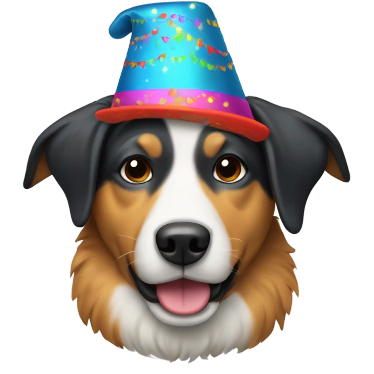 A dog in a New Year's hat emoji