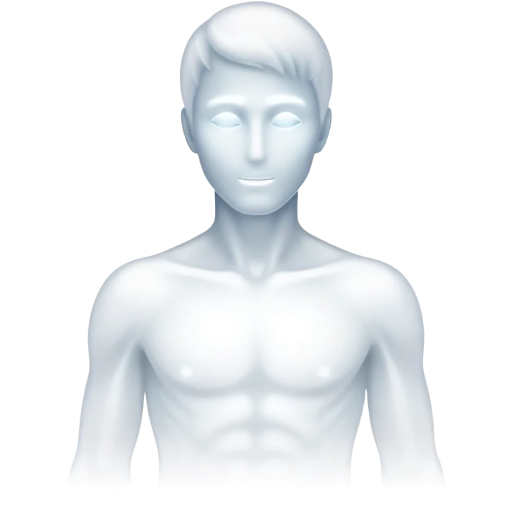 Male silhouette composed of subtle monochrome ethereal flowing energy, abstract aura forming the shape of a man, no facial features, minimal emoji