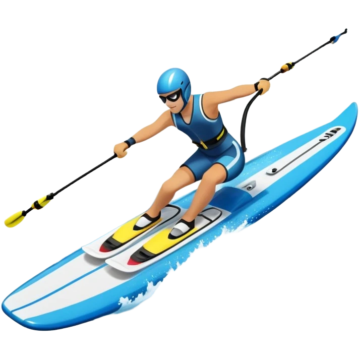 An icon featuring a close-up collage of water skis, splashing water across the surface. The design highlights the motion of the skis cutting through the water. Transparent background emphasizes the thrill of water skiing. emoji