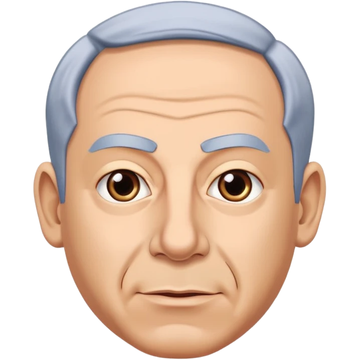 Create a highly recognizable emoji-style illustration of Benjamin Netanyahu, with simplified facial features, exaggerated expressions, and a cartoonish look, focusing on clear and iconic shapes, flat colors, and a clean vector style emoji