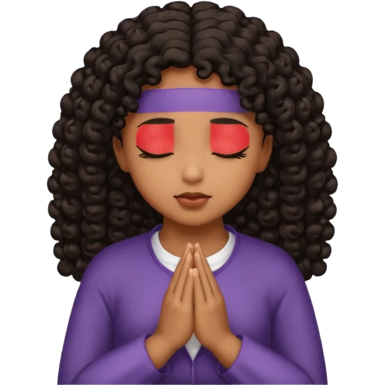 brown girl praying curls black hair and eyes closed emoji