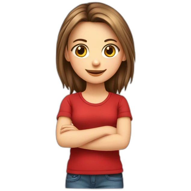 Menina caucasiana de cabelo vermelho longo liso piscando emoji