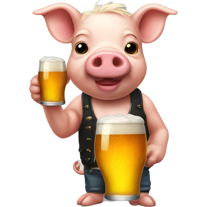 Mini pig with beer emoji