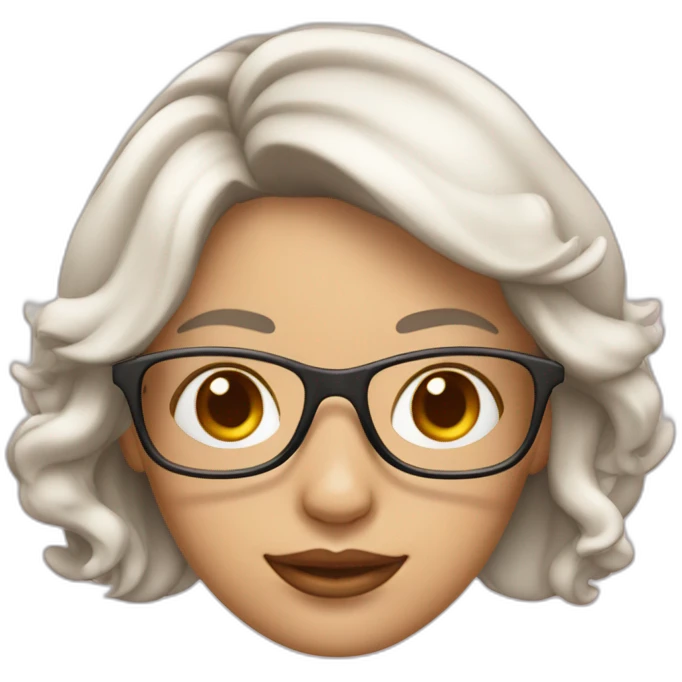 Mujer de Piel blanca con cabello rosa claro y lentes  emoji
