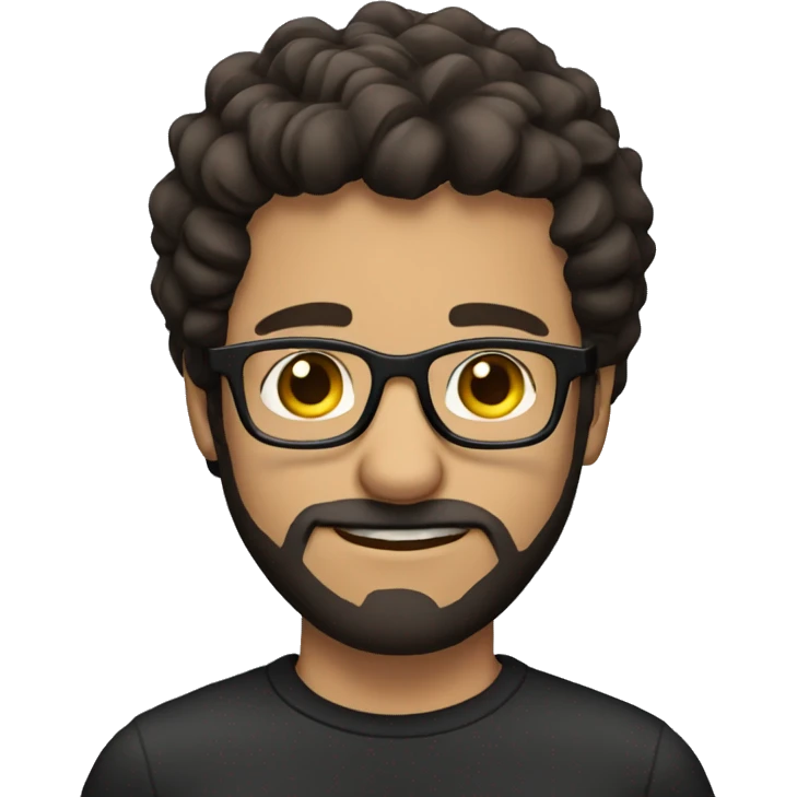 Guy with glasses, beard and dark brown hair emoji