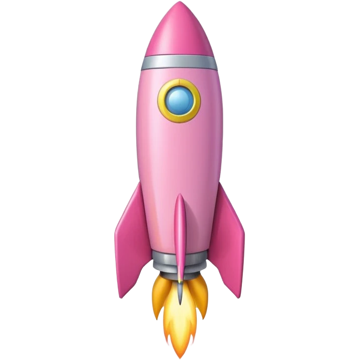 A single rocket, colored in pastel pink and yellow, glossy and smooth, cartoonish, vibrant colors, high detail, simple and cute design, isolated on white background, centered composition emoji