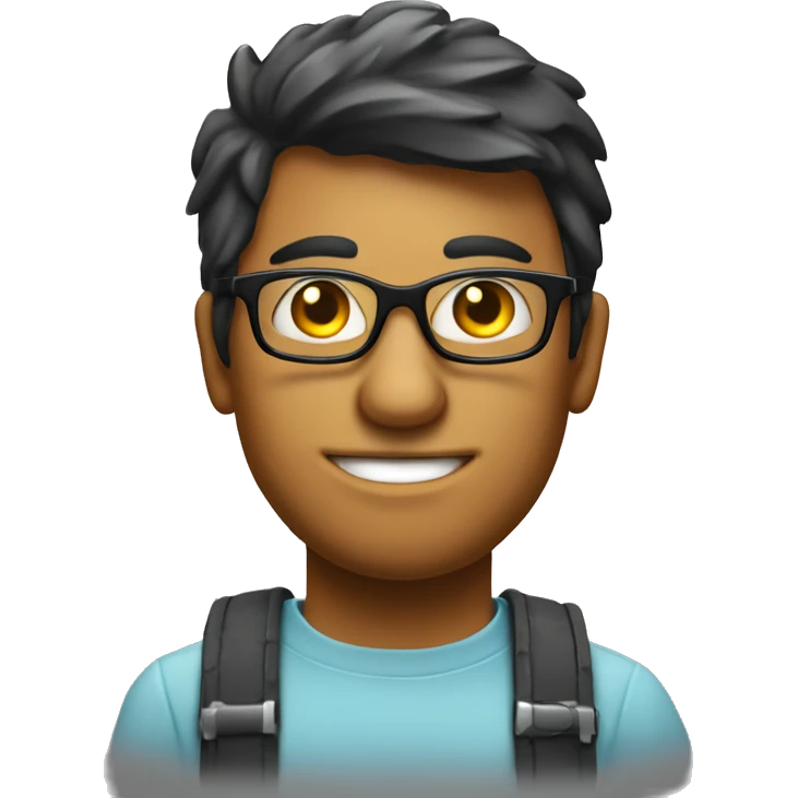 Programmer with glasses and computer, portfolio imag emoji