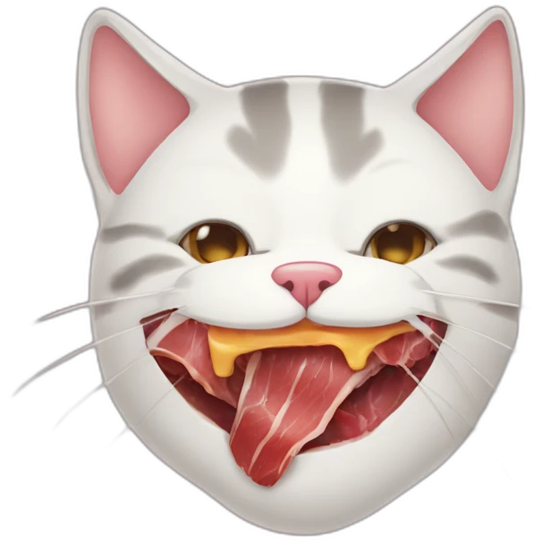 Cat eat big meat emoji