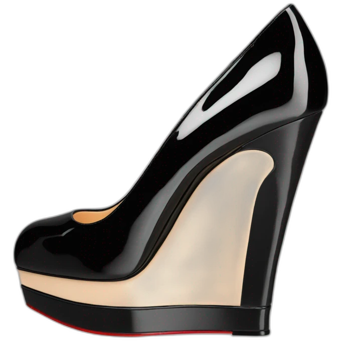 One WEDGE heel LOUBOUTIN black leather PATENT emoji