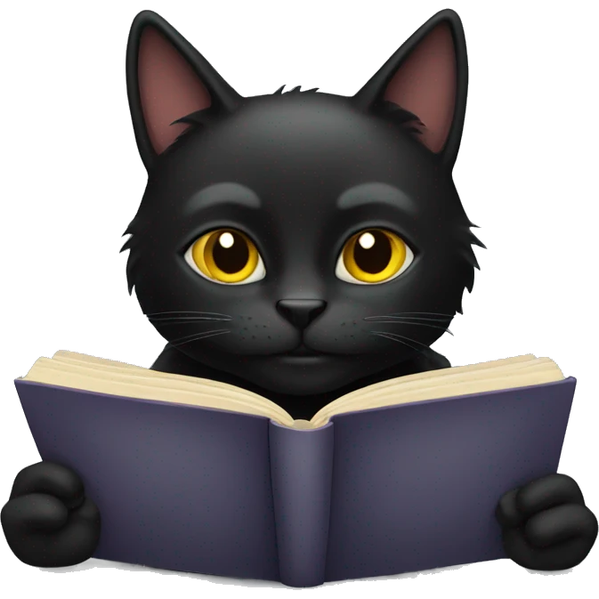 Black cat read book emoji