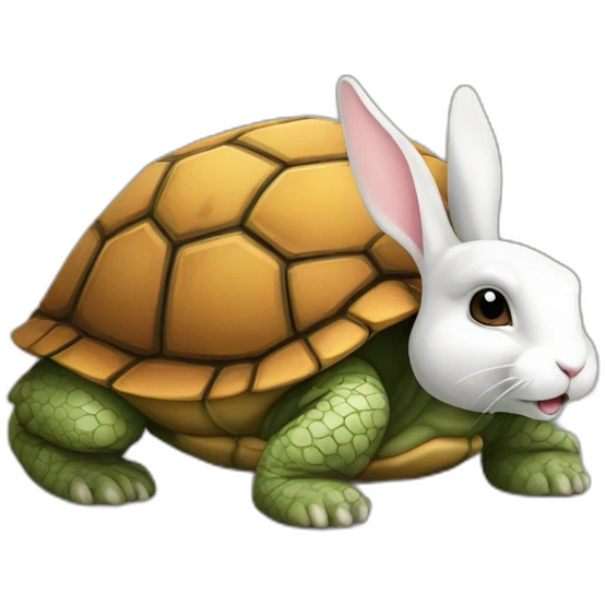 Lapin sur tortue emoji