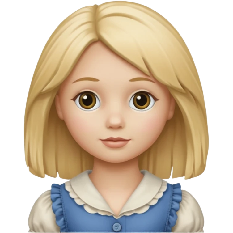 rag doll with button eyes blond hair emoji