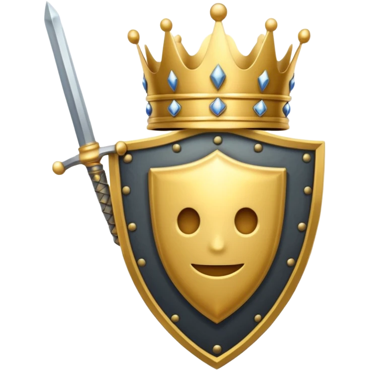 Powerful emoji with only sword, shield and crown emoji