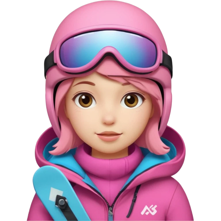 A snowboarder girl in a pink kosume emoji
