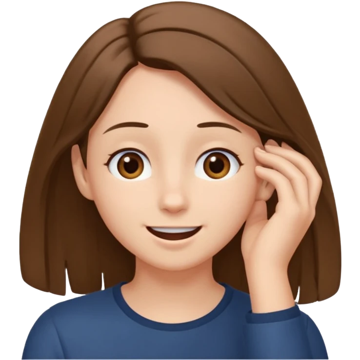 I need an emoji that tucks her hair behind her ear and slightly chuckles and looks up emoji