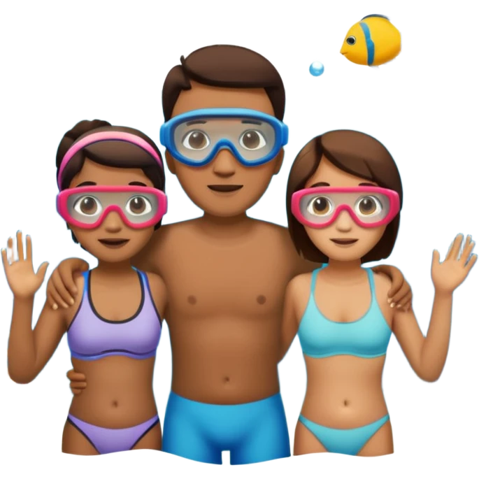familia con gafas de snorkel emoji