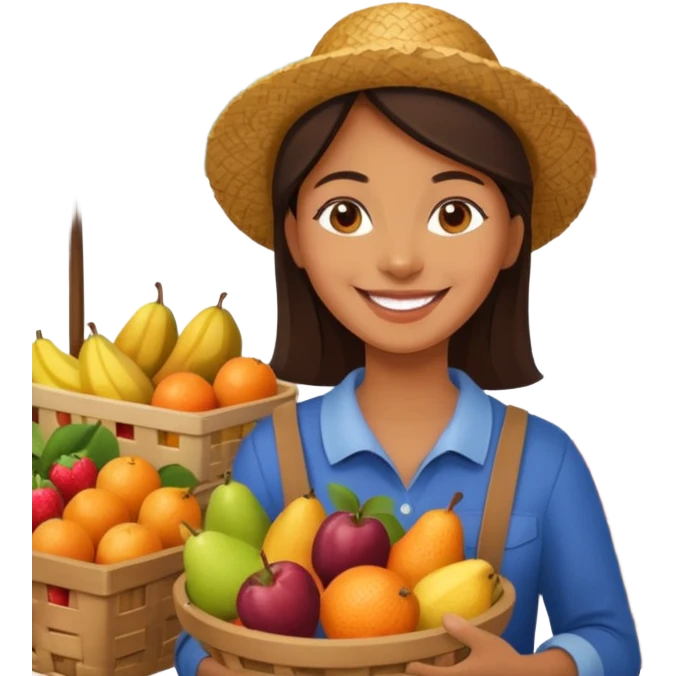 Shopper with fruit basket,Farmers’ Market, background Fruit, market. emoji