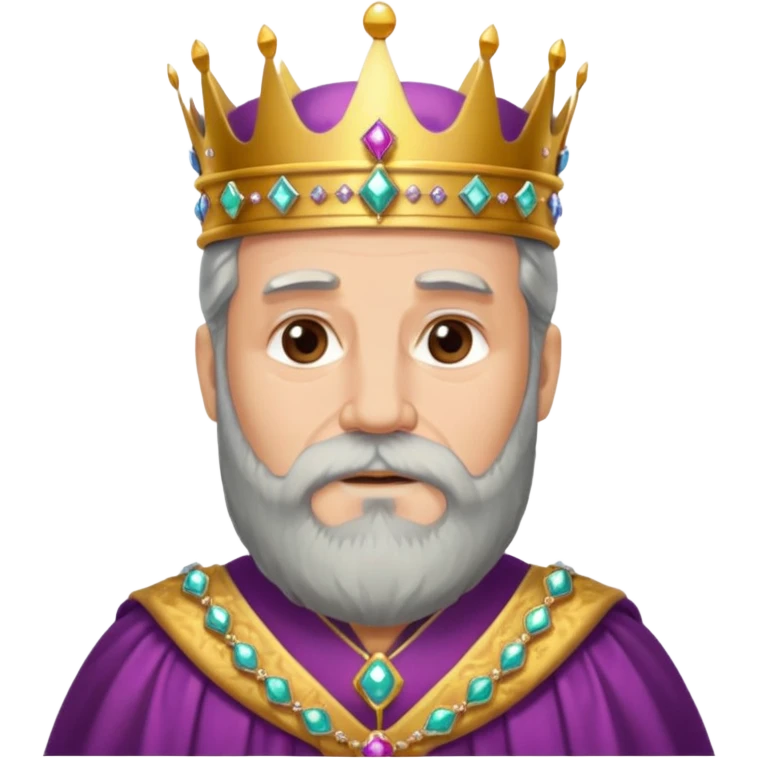 Bearded King, Old king with long gray beard and jeweled crown. emoji