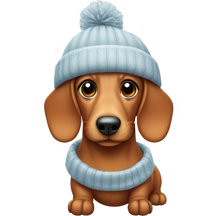 Cute Sausage Dog with a winter hat emoji
