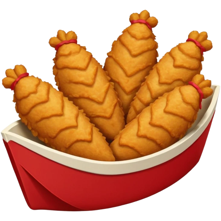 Five delicious breaded chicken tenders in a red paper food boat emoji