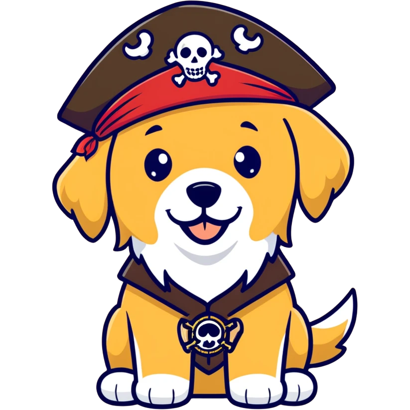 Golden Retriever usando fantasia de pirata  emoji