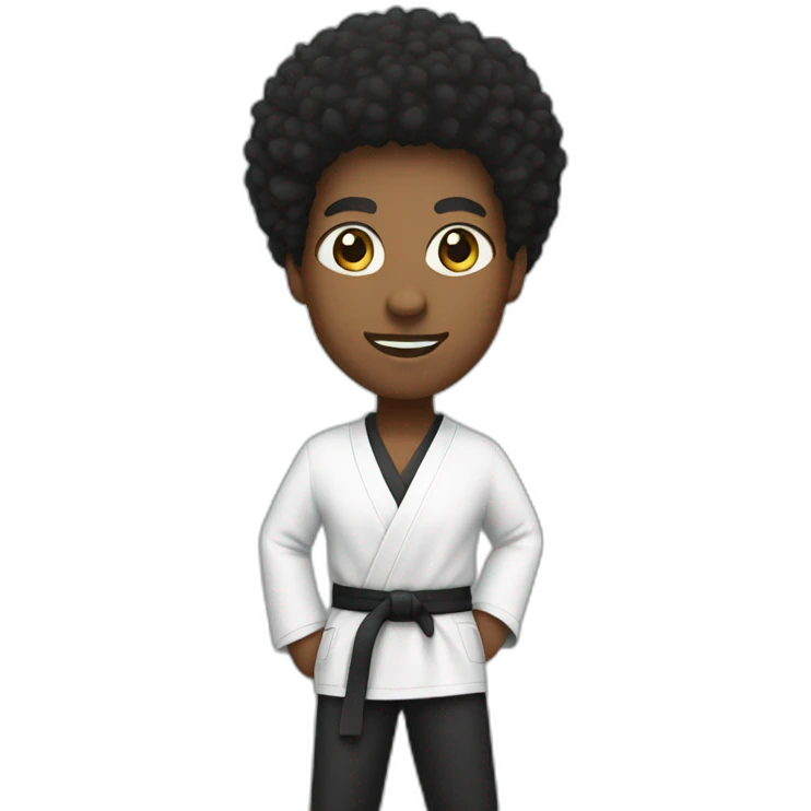 black karate instructor with afro hair and a low taper haircut emoji