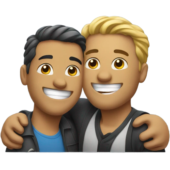 2guy hugging one smiling emoji