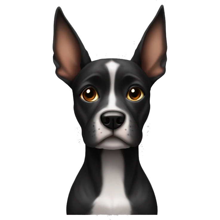 Black Brindle dog with big pointy ears and a white snout  emoji