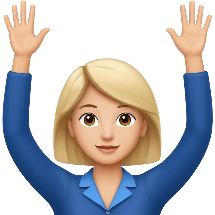 a person standing up and having there arms up and out like a music teacher/instructor  emoji