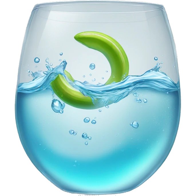 Sparkling splashing clear water in a clear glass  emoji
