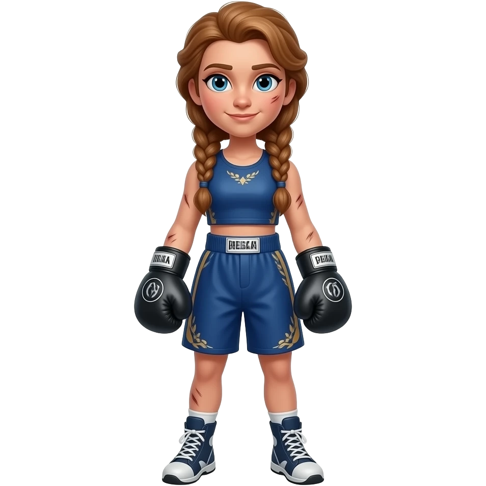 female breast boxing, one braided haired female elsa arendelle, from disney frozen, have bruised emoji